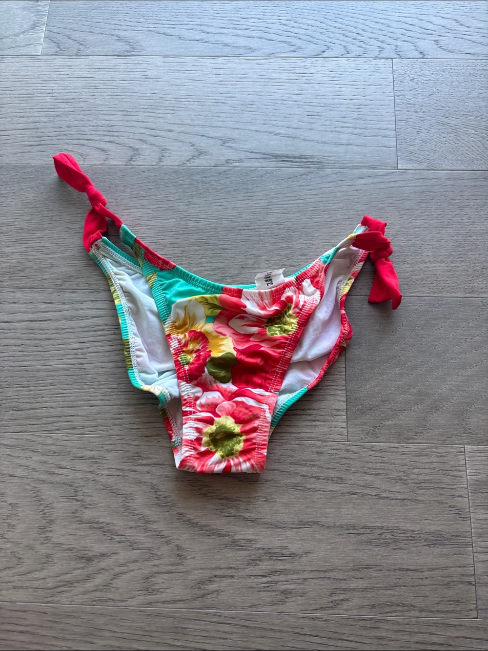 Letarte Floral Tie-Side Bikini Bottom in Coral, Turquoise, Yellow
